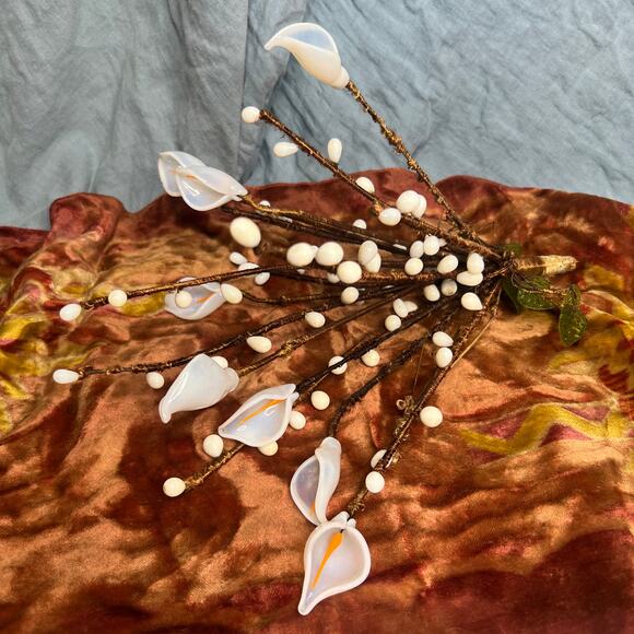 VTG Italian Murano Venetian Art Glass Flower Bouquet Calla Lillies Pussy Willow - Picture 1 of 10